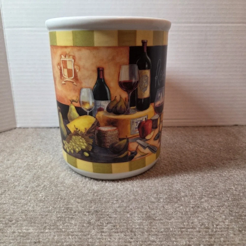 Cypress Home ceramic kitchen crock or wine chiller utensil holder tuscan